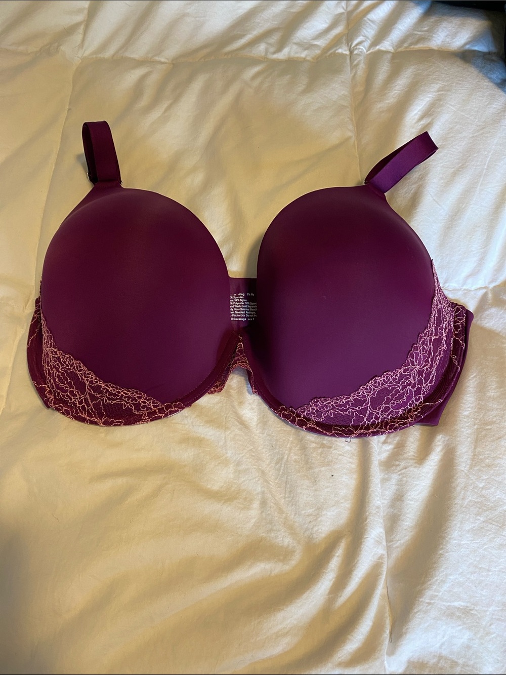 Soma Plunge Smooth T-Shirt Bra with Lace Trim - Plum